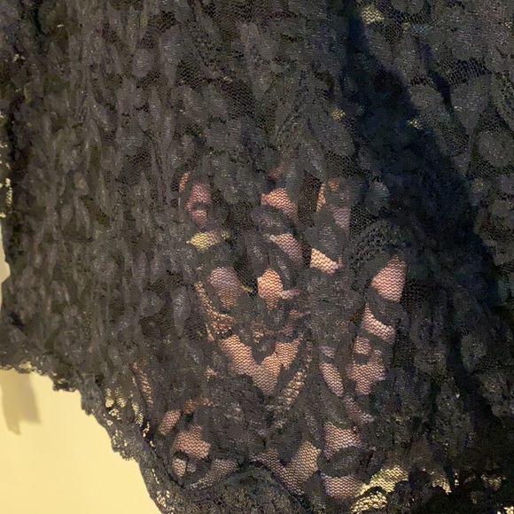 Gothic Vintage Y2K Black Floral Mesh/Fishnet Long Sleeve - Picture 4 of 5